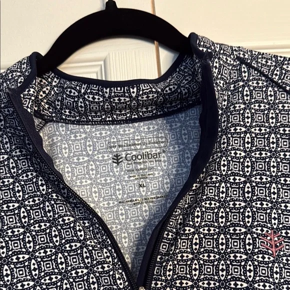 Coolibar Navy and White Marcarbella Patterned Swim Jacket XL - Picture 3 of 6